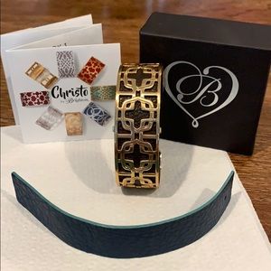 Brighton Bangle with two 2 sided leather inserts